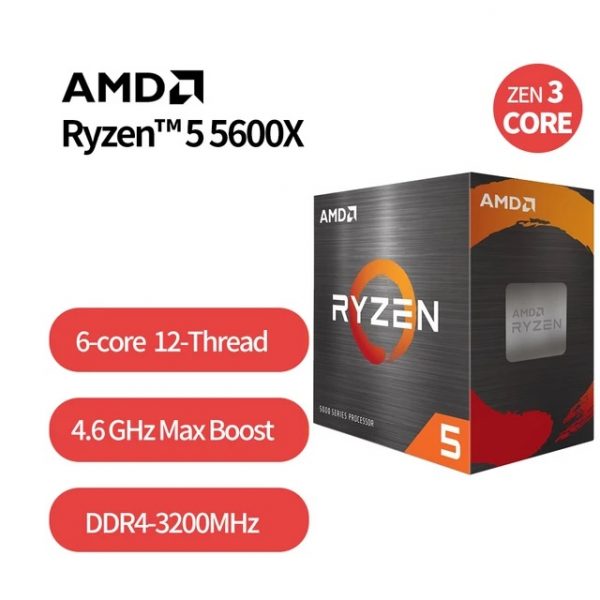 Procesador AMD Ryzen 5 5600X AM4 (3.7GHz-4.6GHz) Con disipador/Nuevo Sellado