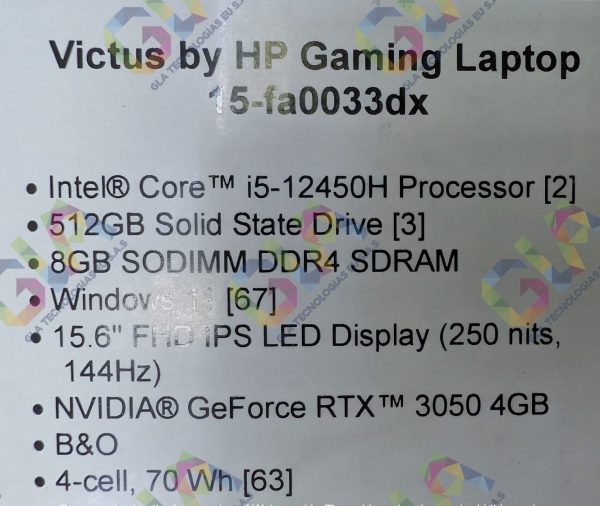 HP VICTUS 15 GAMING Core™ i5-12450H 512GB SSD 8GB 15.6" (1920x1080) 144Hz WIN11 NVIDIA® RTX 3050 4096MB PERFORMANCE BLUE Backlit Keyboard  INGLES