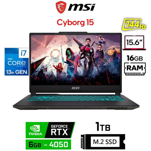 MSI CYBORG RTX 4050 Core i7-13620H 1 Tera SSD 16GB 15.6" (1920x1080) 144Hz WIN11 NVIDIA 6144MB BLACK Backlit Keyboard