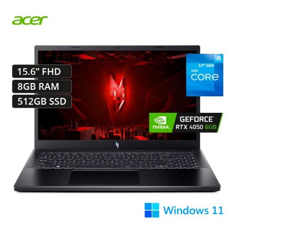 Acer NITRO V ANV15-51-59MT GAMING Core™ i5-13420H 512GB SSD 8GB 15.6" (1920x1080) 144Hz WIN11 NVIDIA® RTX 4050 6144MB OBSIDIAN BLACK Backlit Keyboard