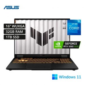 Asus TUF F16 FX608JMR GAMING Core™ i7-14650HX 1TB SSD 32GB 16" (1920x1200) 165Hz IPS WIN11 NVIDIA® RTX 5060 8192MB JAEGAR GRAY Backlit Keyboard