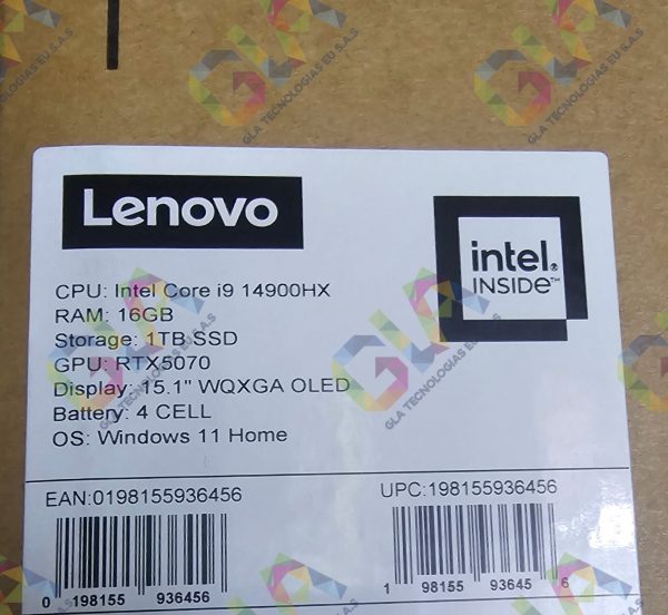 Lenovo LEGION 5 15IRX10 GAMING Core™ i9-14900HX 1TB SSD 16GB 15.1" 2K(2560x1600) OLED 165Hz WIN11 NVIDIA® RTX 5070 8192MB ECLIPSE BLACK Backlit Keyboard  - INGLES