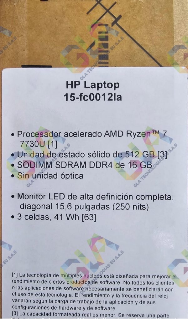 PORTATIL HP AMD RYZEN 7-7730U SSD 512GB RAM 16GB LED 15,6 FULL HD españól COLOR DORADO