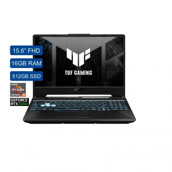 Computador Portátil Gamer RTX 3050  4GB ASUS TUF A 15.6" Pulgadas FA506NC - Ryzen 5 7535HS - RAM 8GB - Disco SSD 512GB - Negro