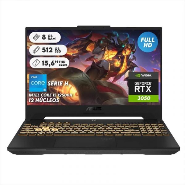 Laptop Asus TUF Fx507zc4 I5-12500h, Ram 8gb, 512gb Ssd, Rtx 3050 tapa aluminio