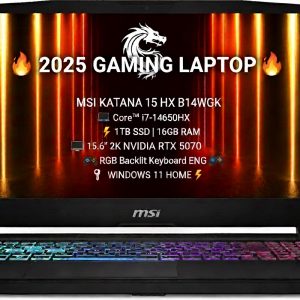 MSI KATANA 15 HX B14WGK i7-14650HX 1TB SSD 16GB 15.6" 2K(2560x1440) 165Hz WIN11 NVIDIA® RTX 5070 8192MB BLACK Backlit Keyboard  INGLES