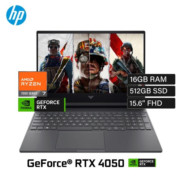 HP VICTUS 15-FB3093 GAMING AMD Ryzen™ 7 7445HS 512GB SSD 16GB 15.6" (1920x1080) 144Hz WIN11 NVIDIA® RTX 4050 6144MB MICA SILVER Backlit Keyboard En Ingles