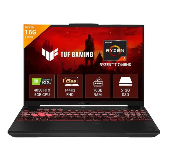 Asus TUF FA607NUG-WH73 GAMING AMD Ryzen™ 7 7445HS 512GB SSD 16GB 16" (1920x1080) WUXGA 144HZ WIN11 NVIDIA® RTX 4050 MECHA GRAY Backlit keyboard  -   90NR0MU3-M00AT0