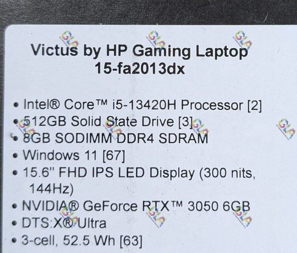 HP VICTUS 15-FA2709 GAMING Core™ i5-13420H 512GB SSD 16GB 15.6" (1920x1080) 144Hz WIN11 NVIDIA® RTX 4050 6144MB BLACK Backlit Keyboard