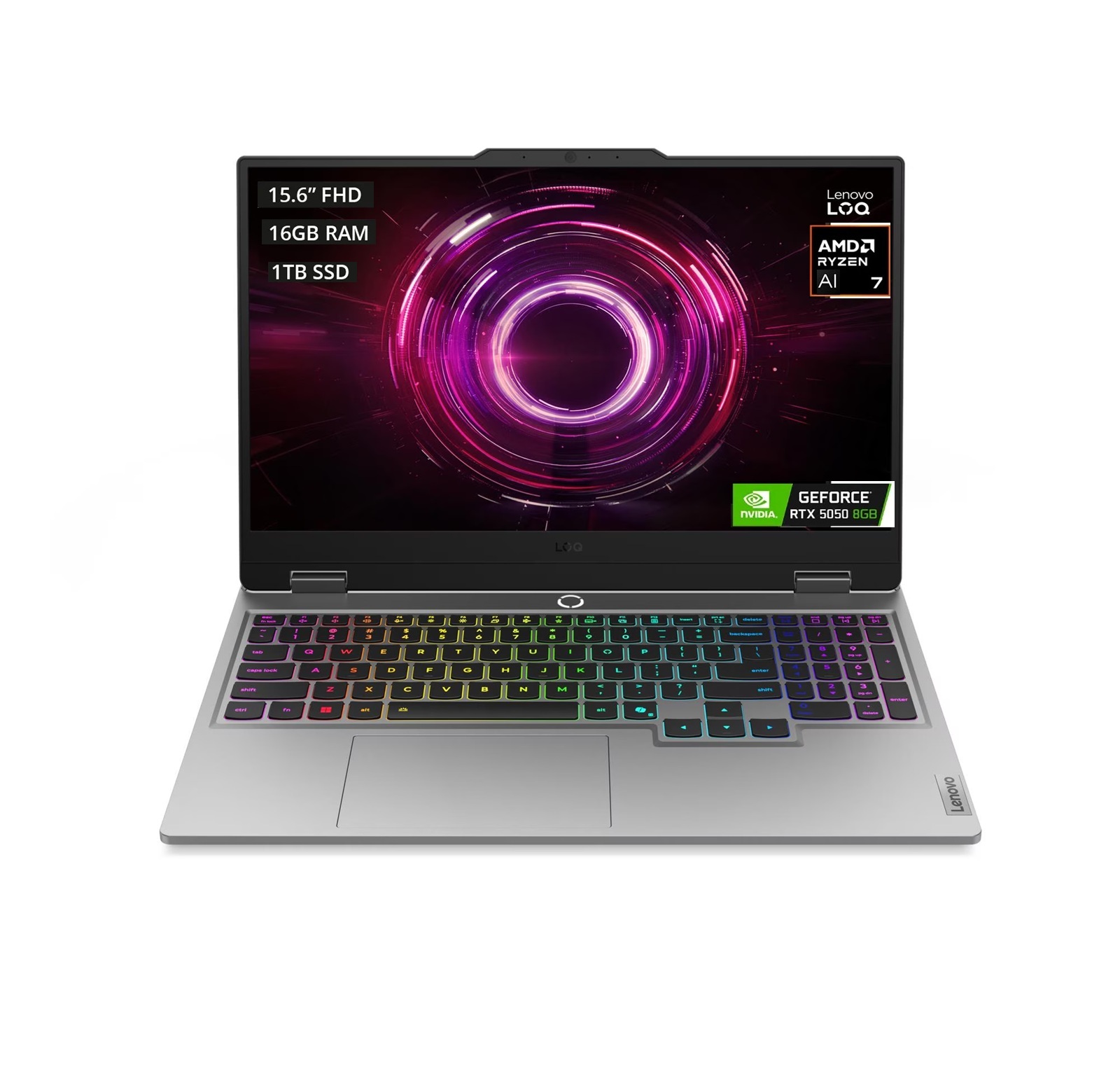 Lenovo LOQ 15AHP10 GAMING AMD Ryzen™ 7 250 512GB SSD 16GB 15.6" (1920x1080) 144Hz WIN11 LUNA GRAY NVIDIA® RTX 5060 8192MB Backlit Keyboard ingles