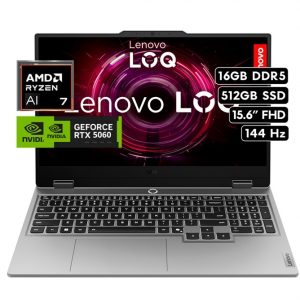 Lenovo LOQ 15AHP10 GAMING AMD Ryzen™ 7 250 512GB SSD 16GB 15.6" (1920x1080) 144Hz WIN11 LUNA GRAY NVIDIA® RTX 5060 8192MB Backlit Keyboard ingles